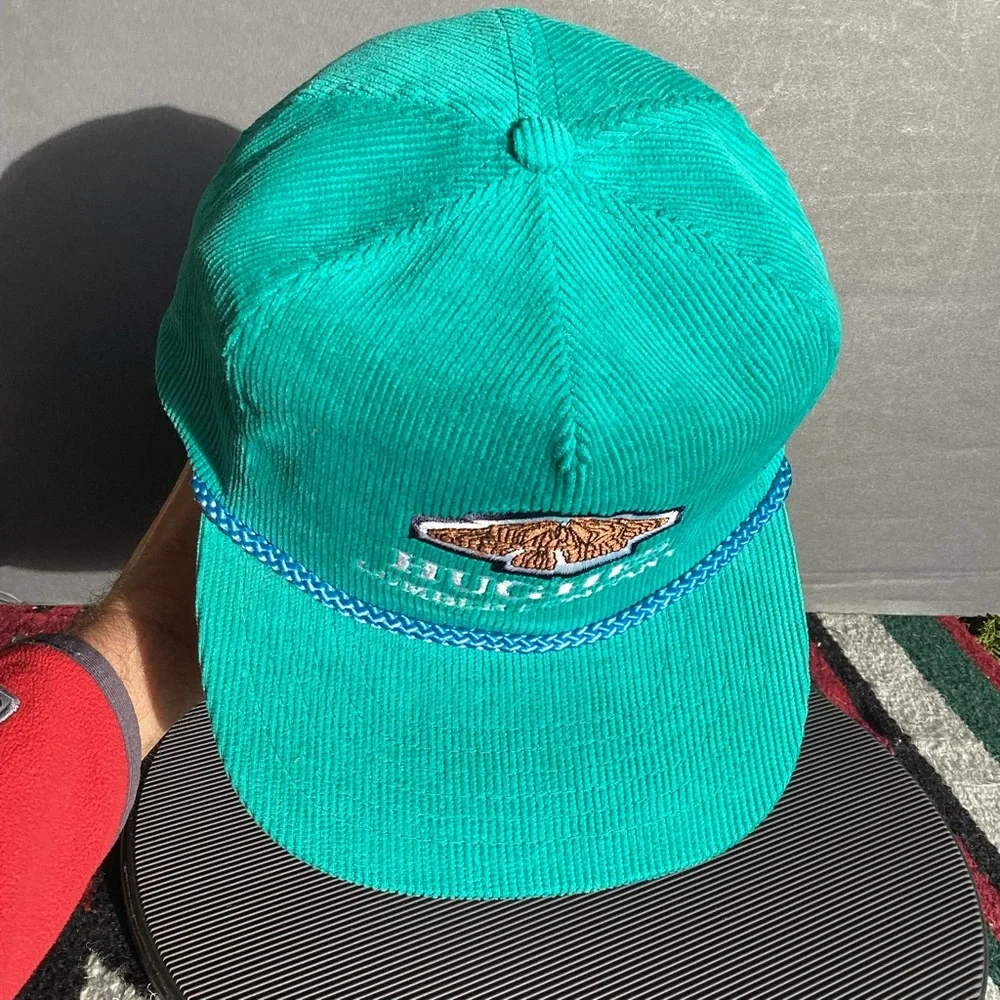 OTTO Teal Corduroy Trucker Hat with Brown Logo - Picture 3 of 12